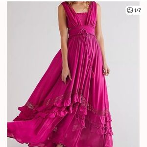 Free People Vibrant Pink Maxi Dress